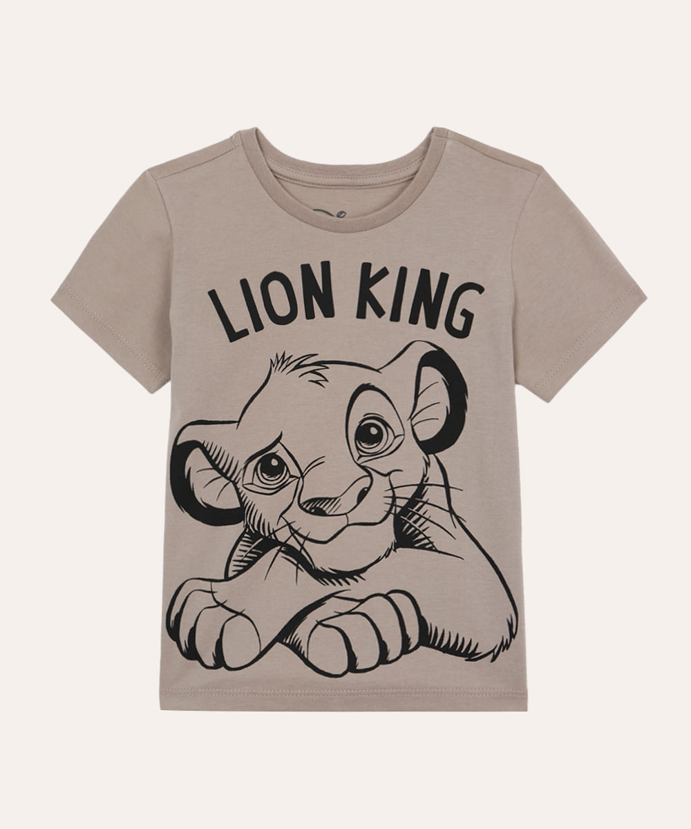 camiseta infantil de algodão simba bege