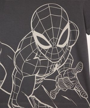 camiseta infantil de algodão homem aranha cinza