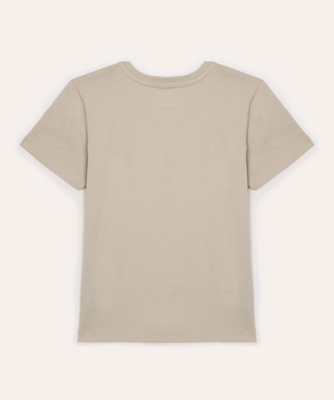 camiseta de algodão infantil manga curta be happy bege