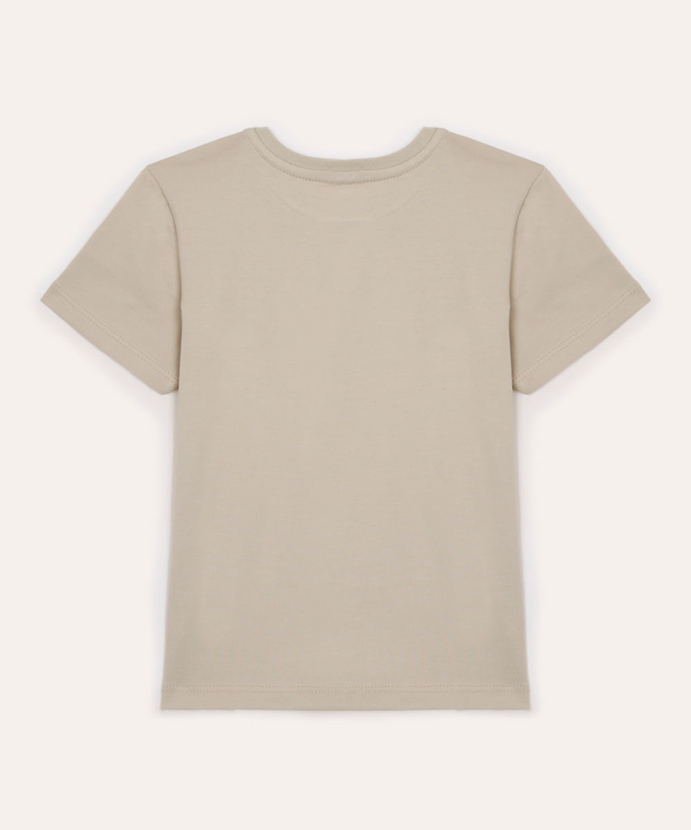 camiseta de algodão infantil manga curta be happy bege