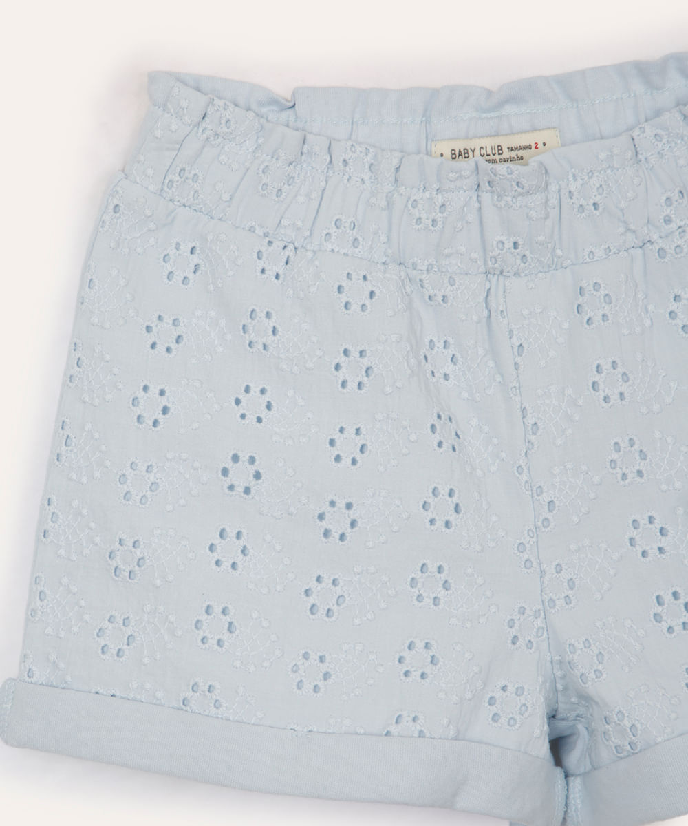short de laise infantil curto floral azul