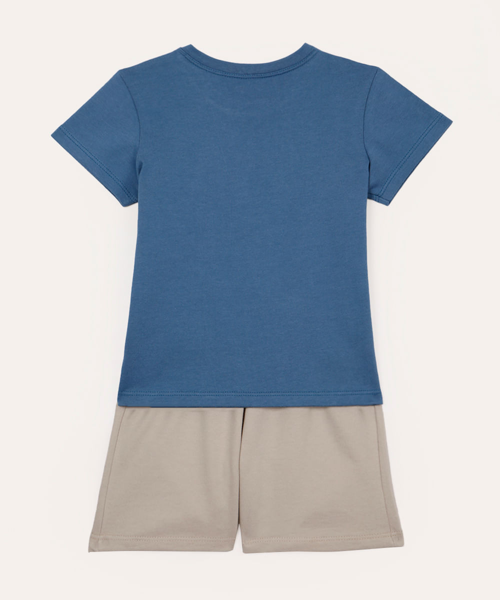 conjunto infantil de algodão coqueiros azul