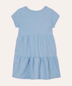 vestido de algodão infantil manga curta poá azul