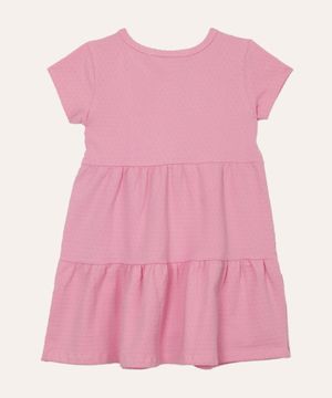 vestido de algodão infantil manga curta poá rosa