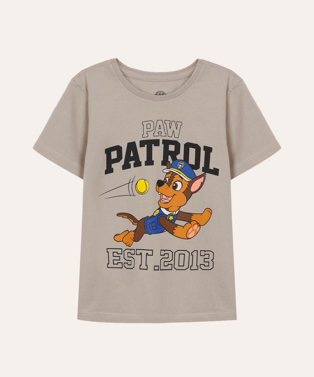 camiseta de algodão infantil patrulha canina bege