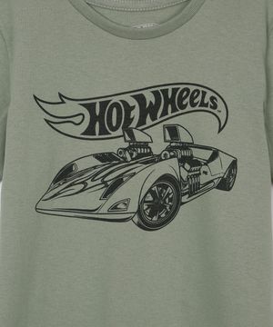 camiseta de algodão infantil hot wheels verde