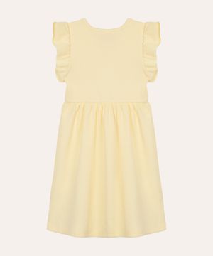 vestido midi infantil com babados amarelo