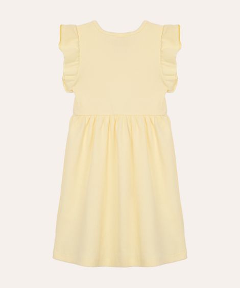 vestido midi infantil com babados amarelo