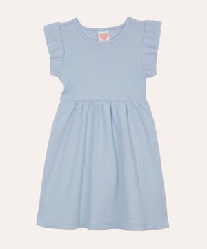 vestido midi infantil com babados azul