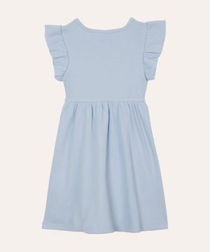 vestido midi infantil com babados azul