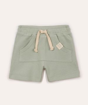 short de algodão infantil texturizado verde