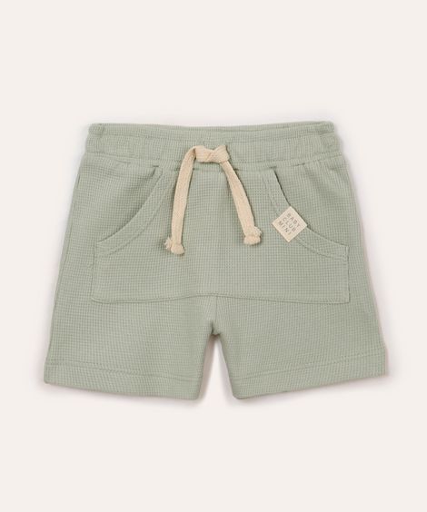 short de algodão infantil texturizado verde