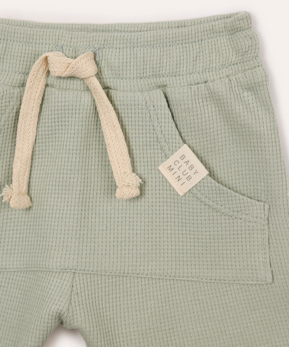 short de algodão infantil texturizado verde