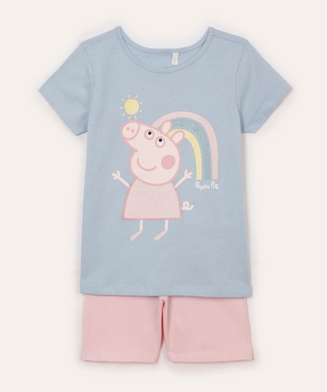 conjunto infantil de algodão peppa pig azul