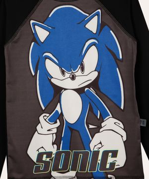 blusa de praia infantil manga longa sonic proteção uv cinza