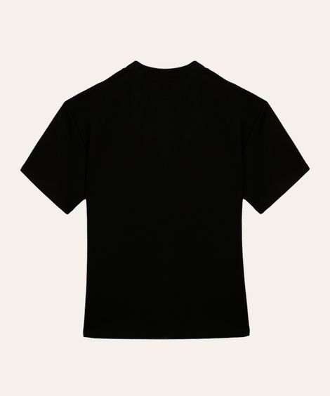 camisa juvenil texturizada com bordado ny preto
