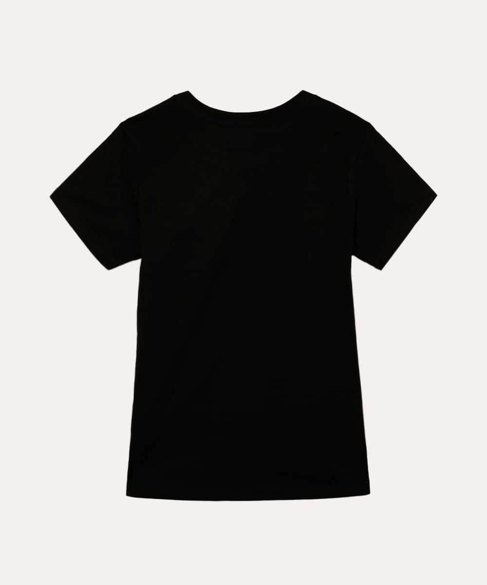 camiseta juvenil de algodão stitch preto