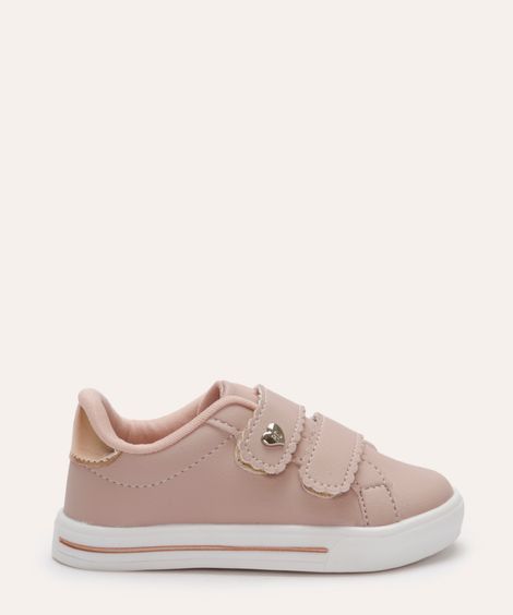 tênis casual infantil com velcro rosa