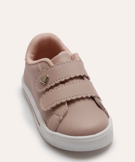 tênis casual infantil com velcro rosa