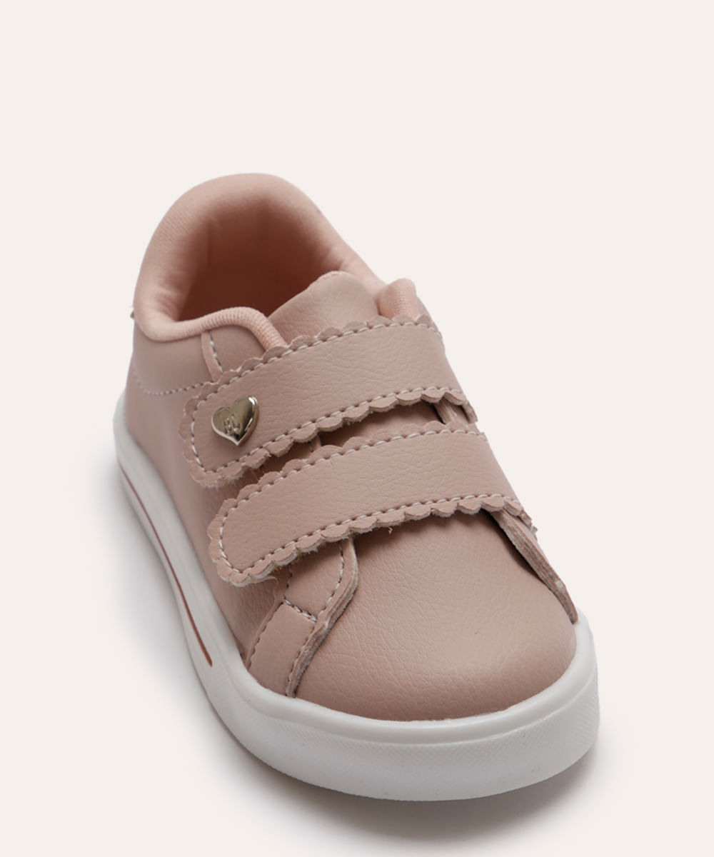 tênis casual infantil com velcro rosa