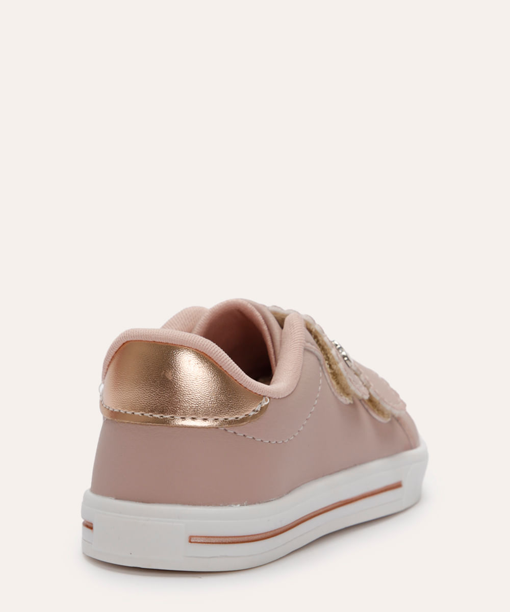 tênis casual infantil com velcro rosa