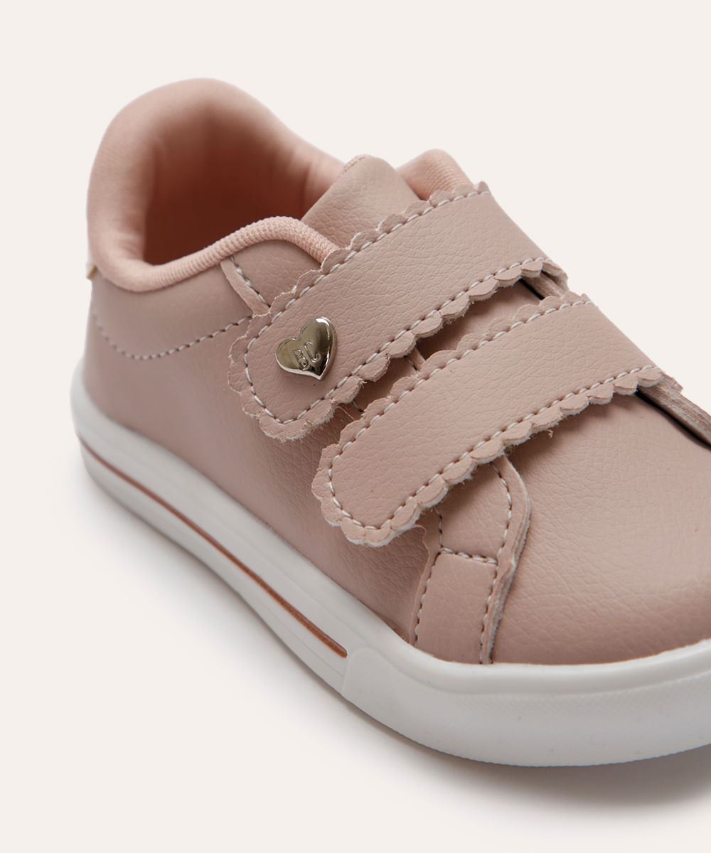 tênis casual infantil com velcro rosa