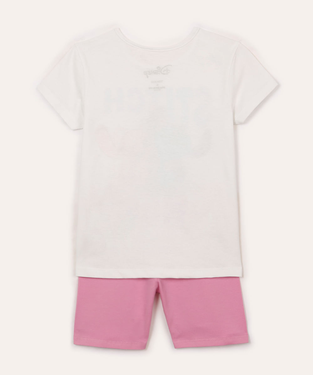 conjunto infantil de algodão stitch e angel off white