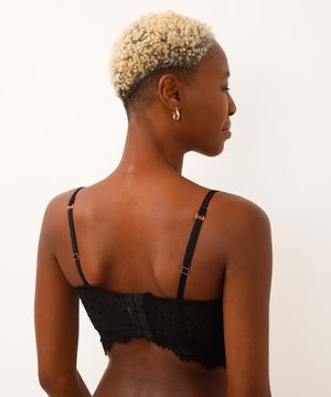 sutiã cropped meia taça de renda sem bojo preto