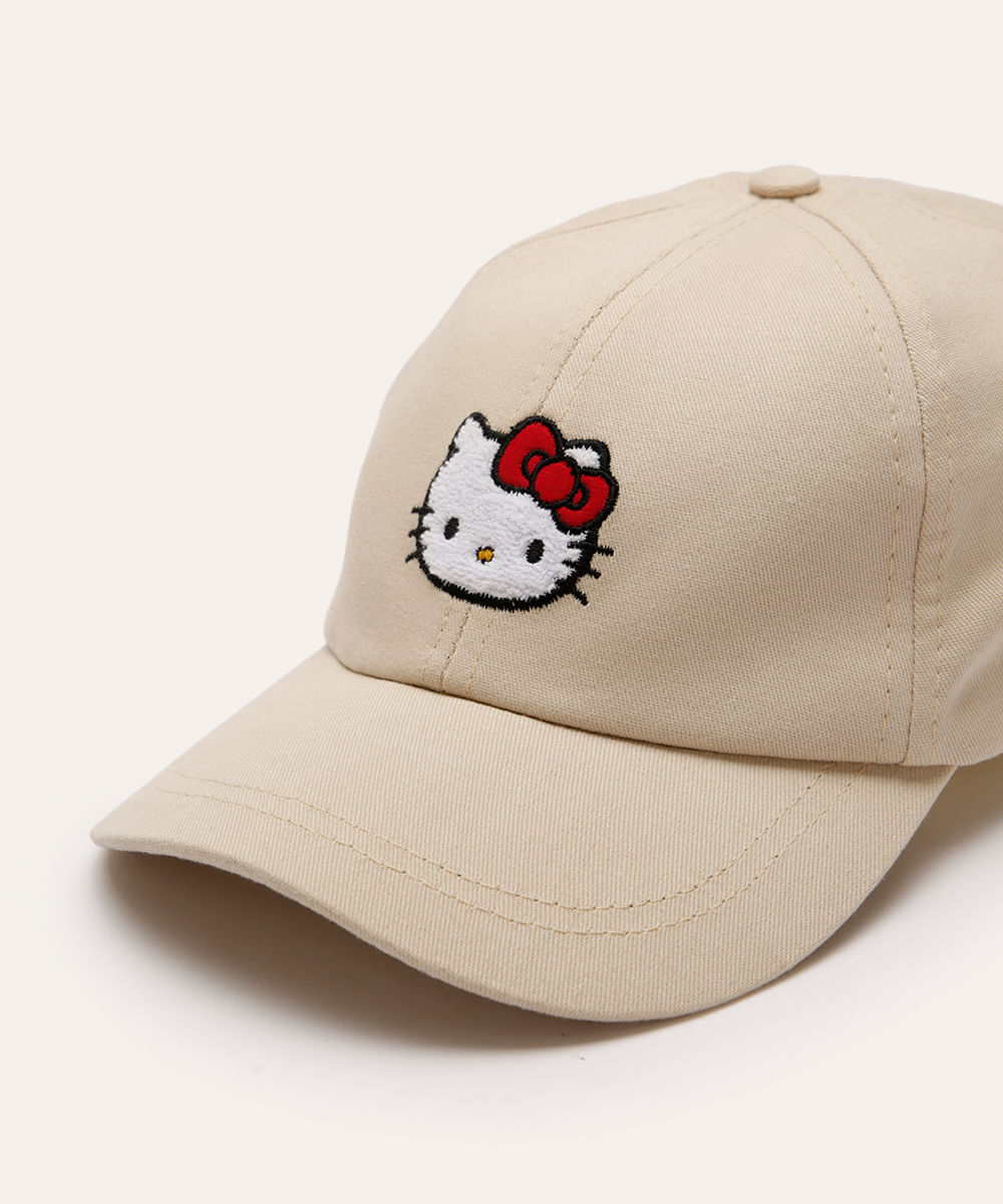 boné infantil de sarja hello kitty bege