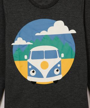 Camiseta Infantil Carro Manga Longa Chumbo