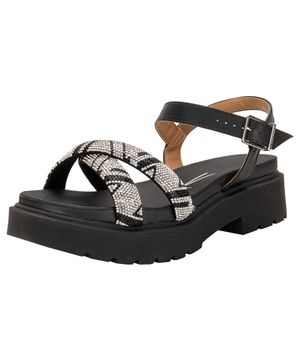 Sandália Feminina Salto Grosso Vizzano 6499114 PRETO/CINZA