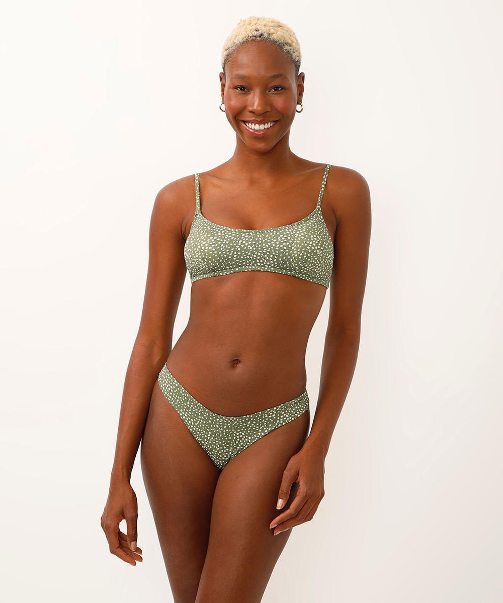 Biquíni calcinha poá verde