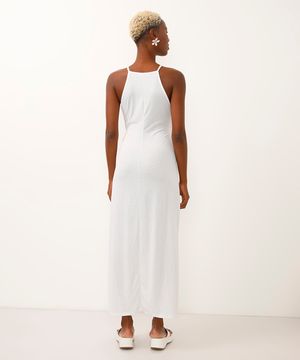 vestido saída de praia halterneck com amarração branco