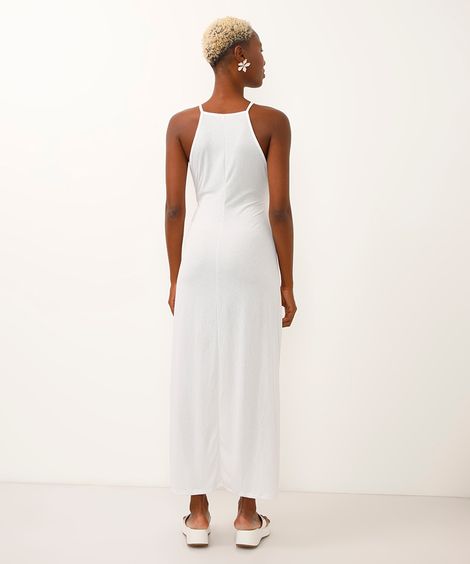vestido saída de praia halterneck com amarração branco