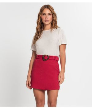 Short Saia Feminino De Linho Strong Endless Vermelho