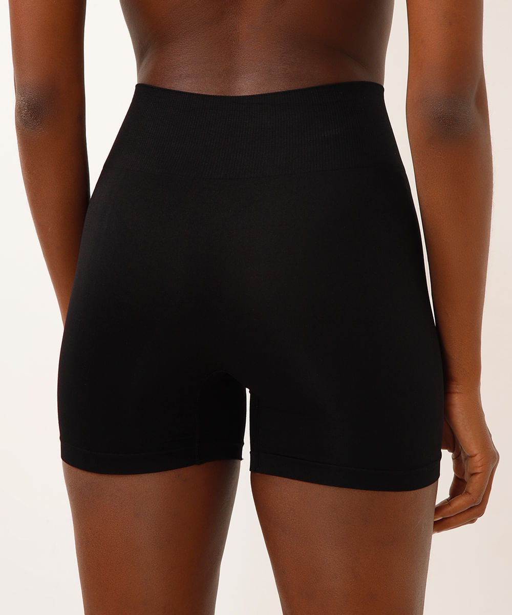 short modelador sem costura cós alto preto