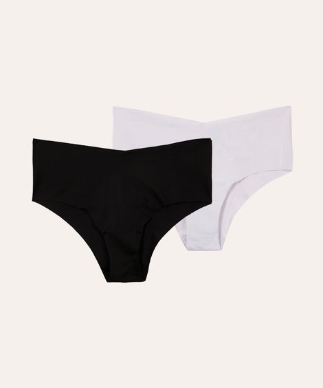 kit de 2 calcinhas caleçon a fio multicor