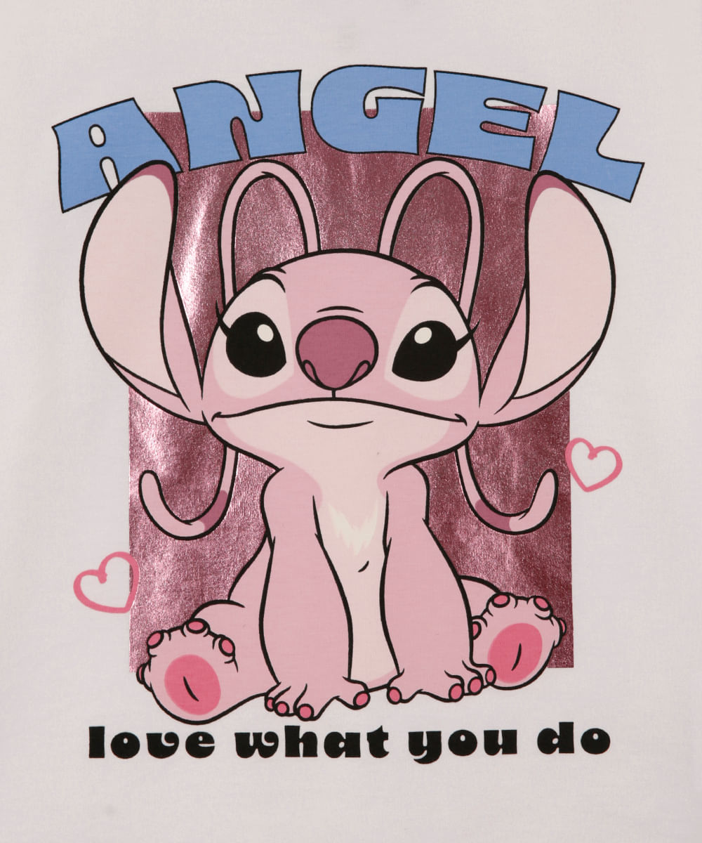 camiseta de algodão infantil angel holográfica off white