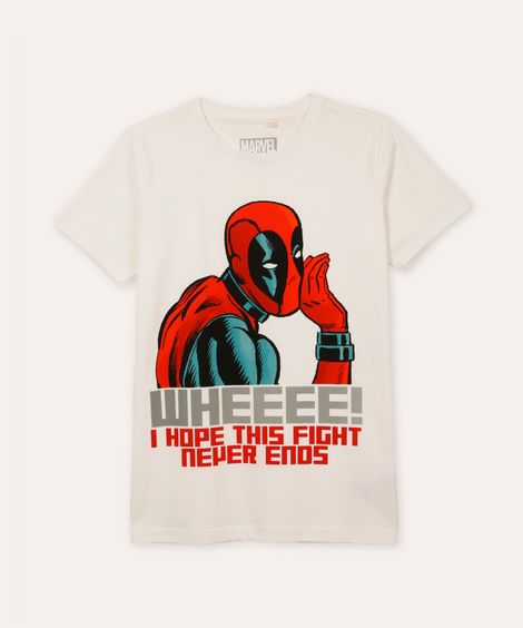 camiseta de algodão juvenil deadpool branco