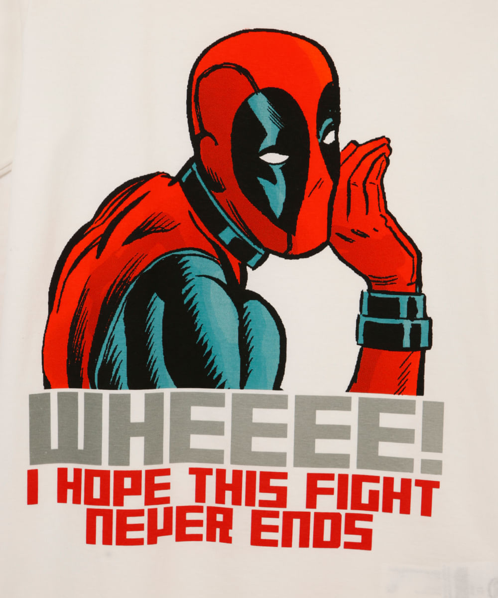 camiseta de algodão juvenil deadpool branco