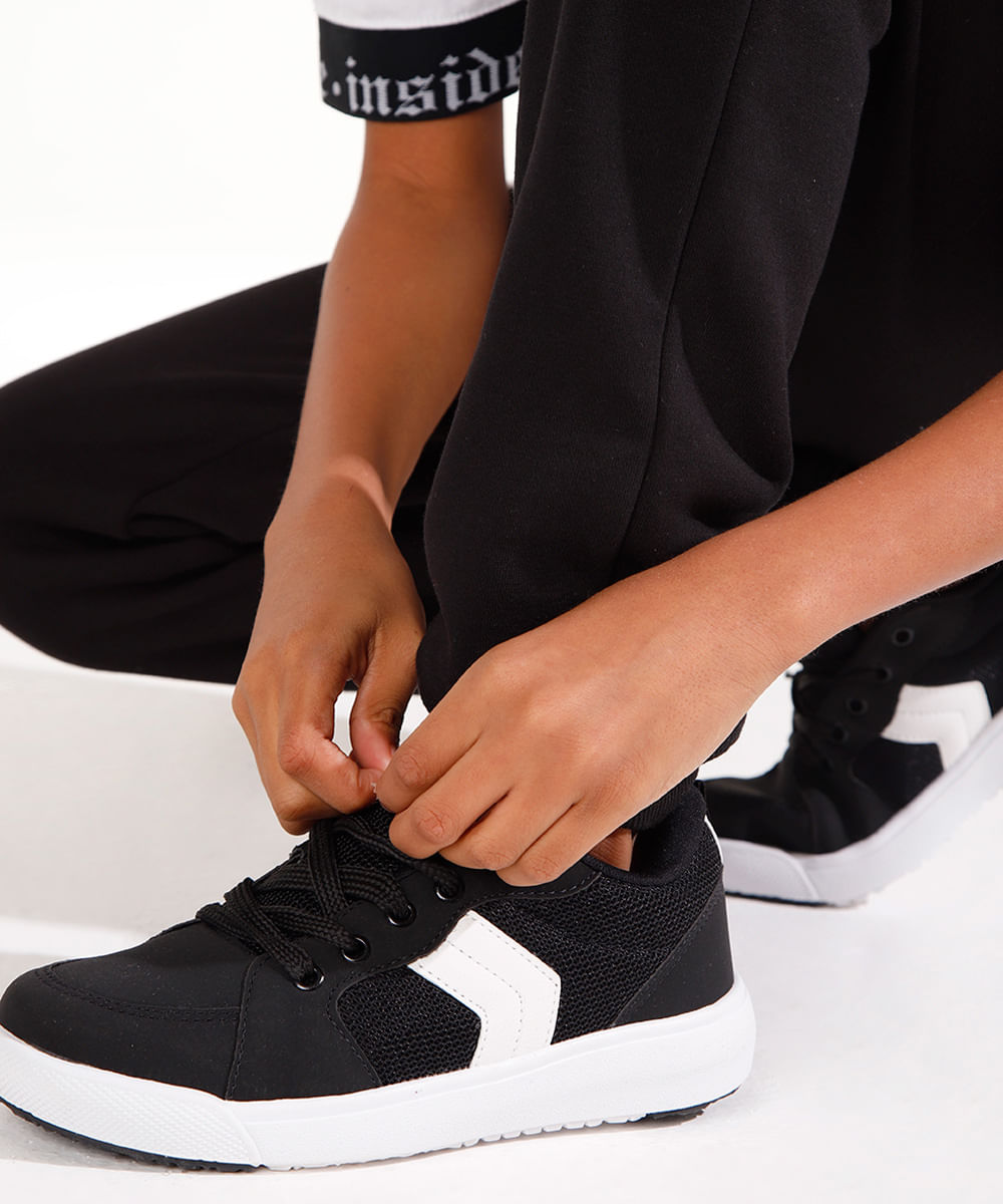 tênis infantil com recorte ollie preto