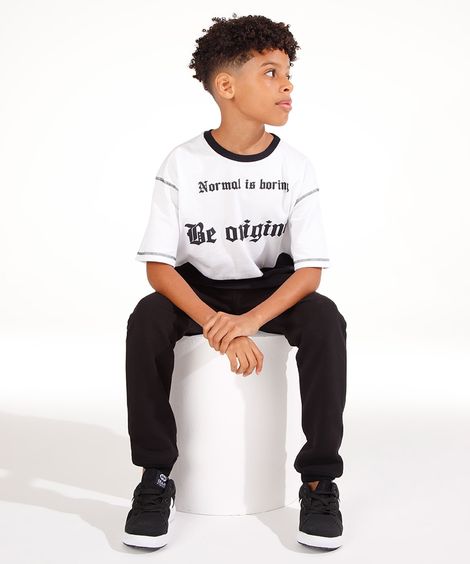 camiseta juvenil de algodão be original off white