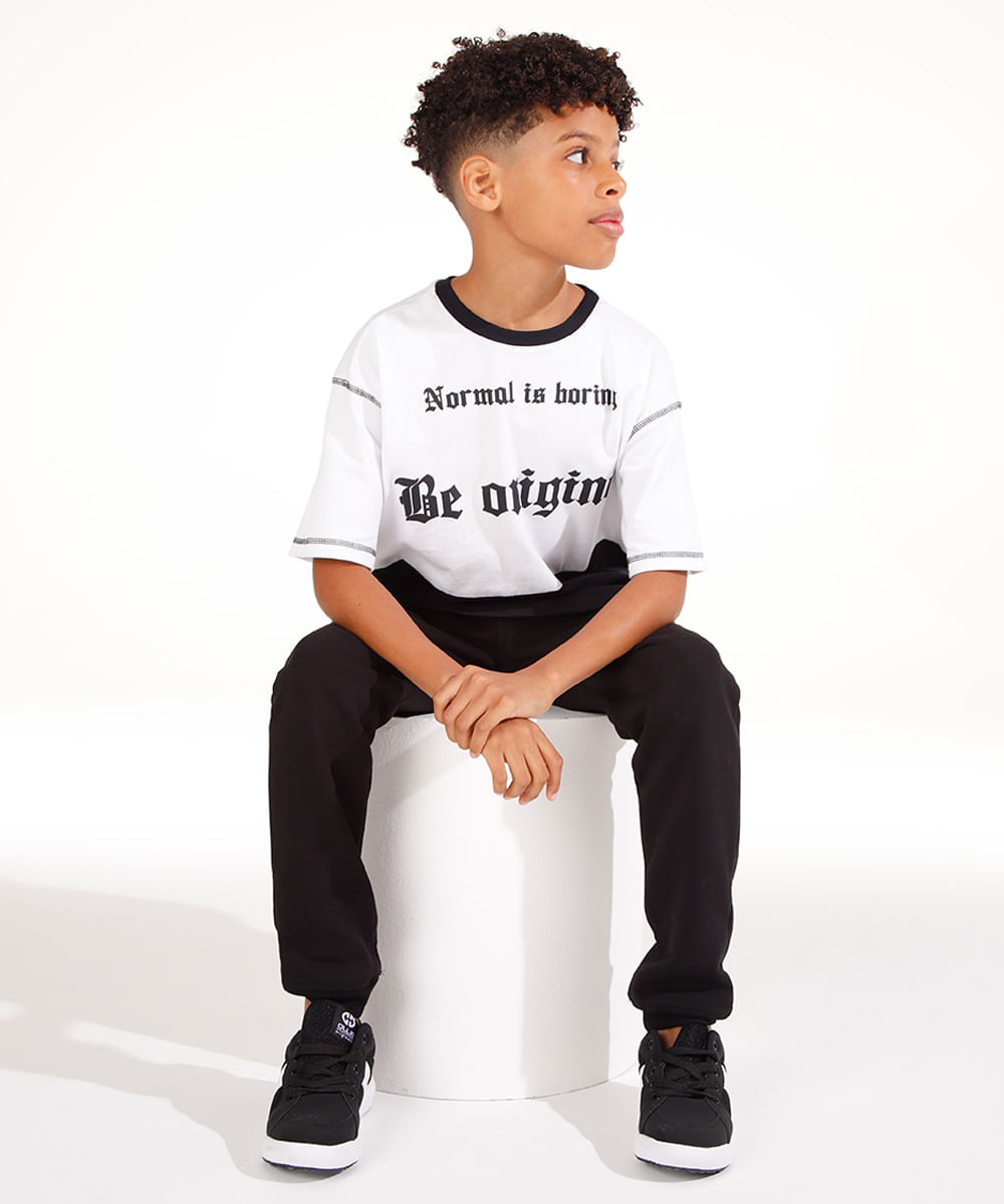camiseta juvenil de algodão be original off white