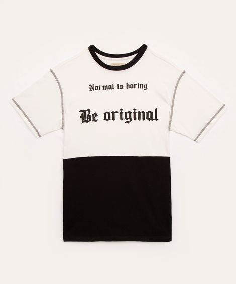camiseta juvenil de algodão be original off white