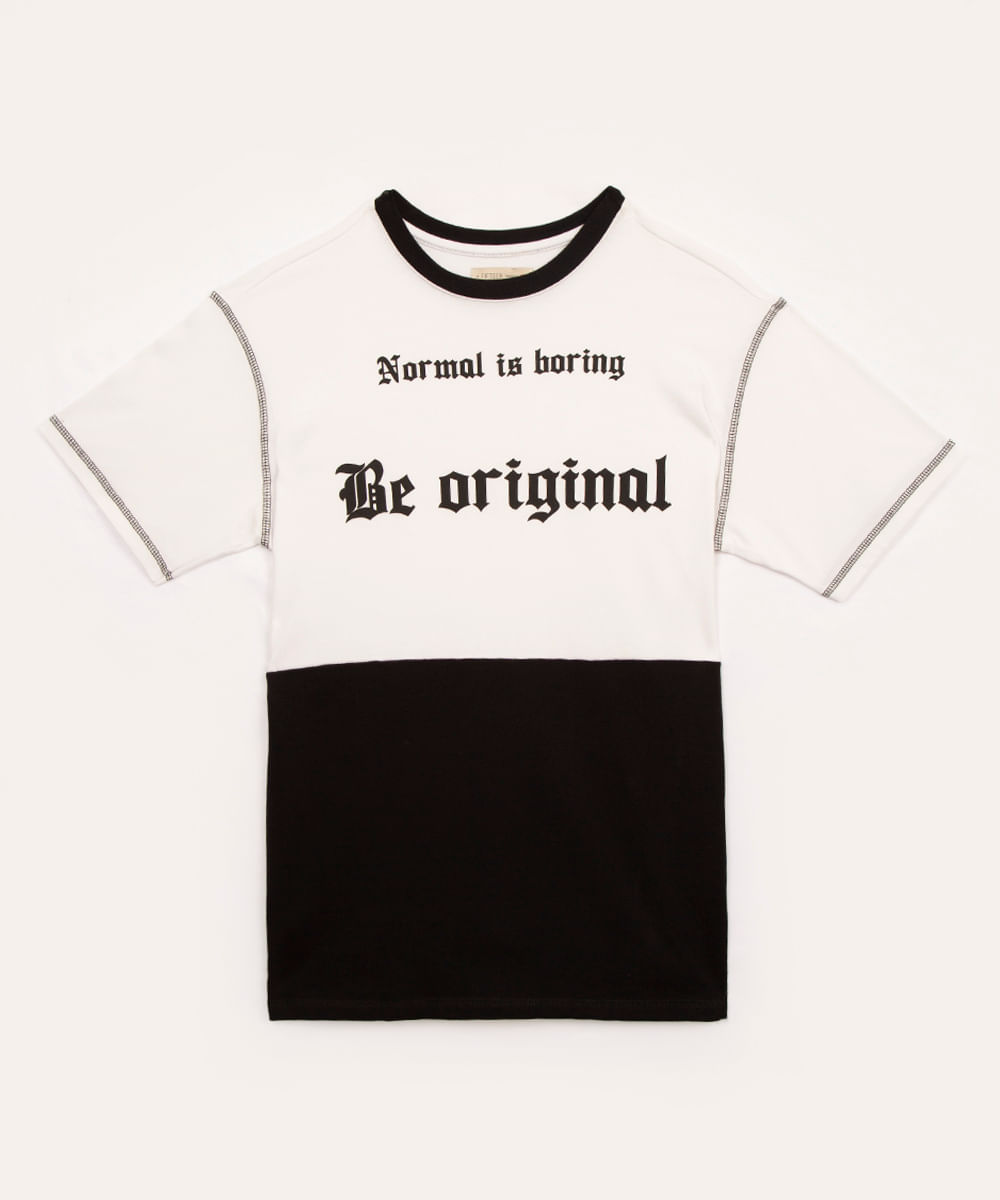 camiseta juvenil de algodão be original off white