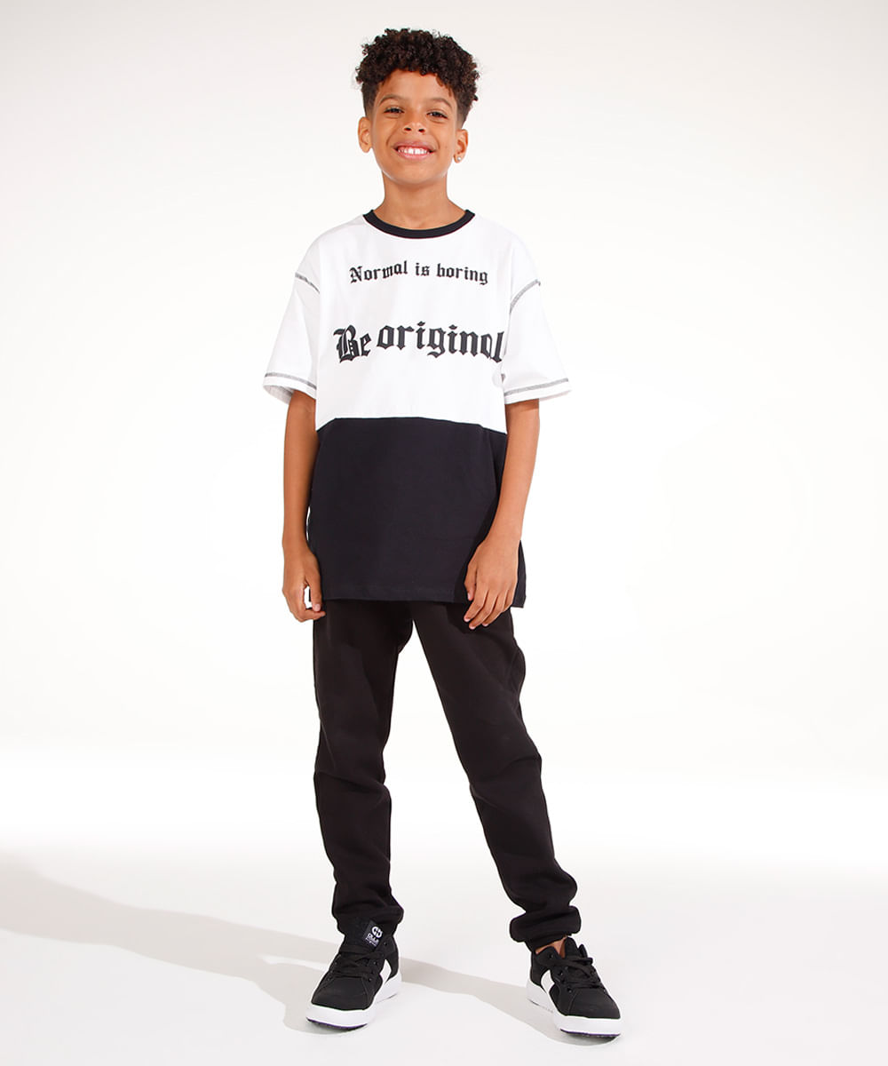 camiseta juvenil de algodão be original off white