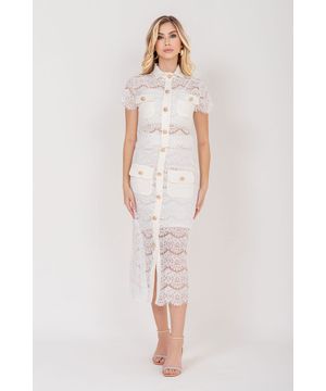 Saia Midi de Renda Offwhite