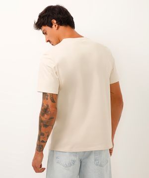 camiseta de algodão peruano básica bege