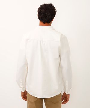 camisa comfort de sarja manga longa com bolsos off white