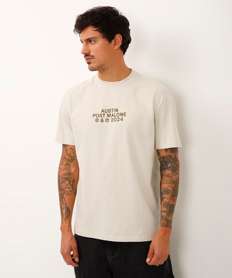 camiseta relaxed de algodão austin post malone bege